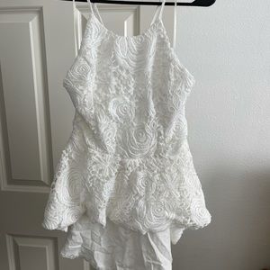 White lace halter peplum top. size M.